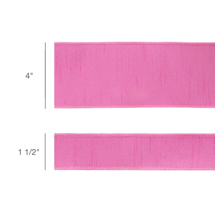 1 1/2" Wired Double-fused Dupioni Ribbon | Red/Hot Pink | 10 Yard Roll LaRibbons Wholesale