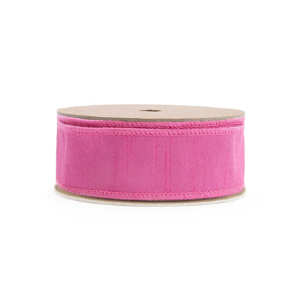 1 1/2" Wired Double-fused Dupioni Ribbon | Red/Hot Pink | 10 Yard Roll LaRibbons Wholesale