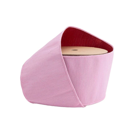4" Wired Double-fused Dupioni Ribbon | Red/Lt Pink| 10 Yard Roll LaRibbons Wholesale