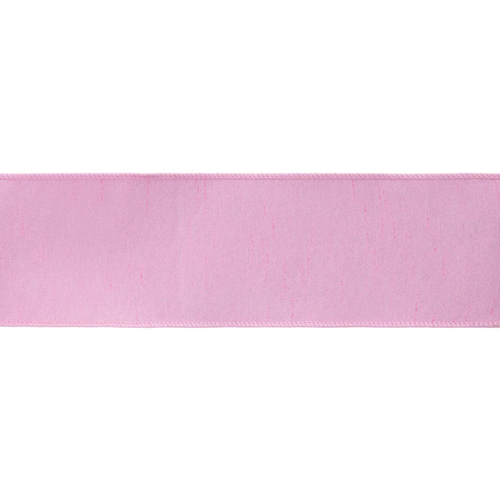 4" Wired Double-fused Dupioni Ribbon | Red/Lt Pink| 10 Yard Roll LaRibbons Wholesale