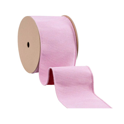 4" Wired Double-fused Dupioni Ribbon | Red/Lt Pink| 10 Yard Roll LaRibbons Wholesale