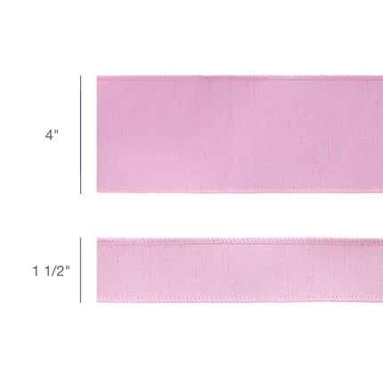4" Wired Double-fused Dupioni Ribbon | Red/Lt Pink| 10 Yard Roll LaRibbons Wholesale