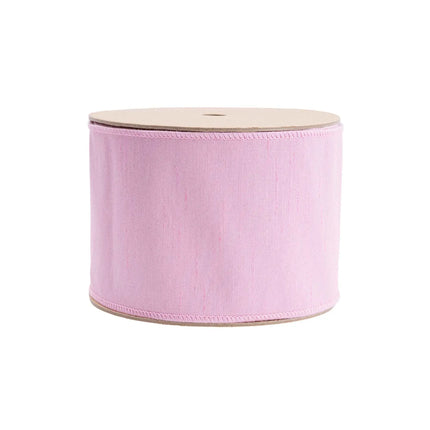 4" Wired Double-fused Dupioni Ribbon | Red/Lt Pink| 10 Yard Roll LaRibbons Wholesale