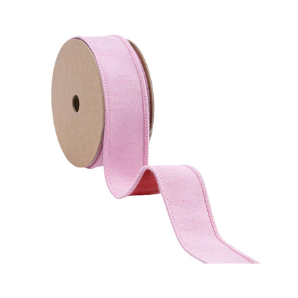 1 1/2" Wired Double-fused Dupioni Ribbon | Red/Lt Pink | 10 Yard Roll LaRibbons Wholesale