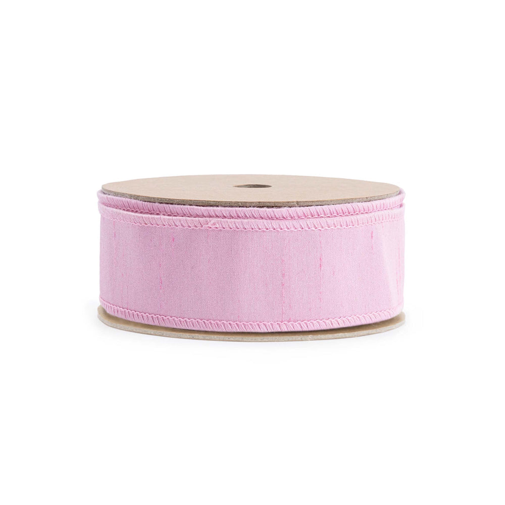 1 1/2" Wired Double-fused Dupioni Ribbon | Red/Lt Pink | 10 Yard Roll LaRibbons Wholesale