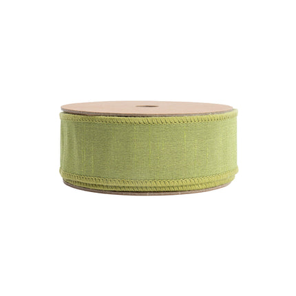 1 1/2" Wired Double-fused Dupioni Ribbon | Red/Lime Green | 10 Yard Roll LaRibbons Wholesale