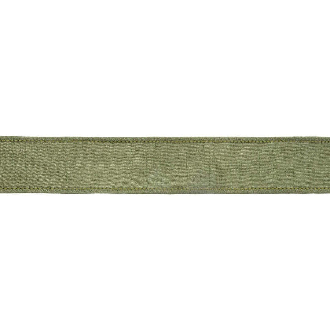 1 1/2" Wired Double-fused Dupioni Ribbon | Red/Moss Green | 10 Yard Roll