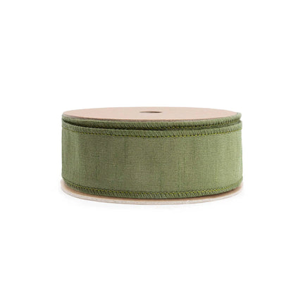 1 1/2" double-fused wired dupioni ribbon (red/moss green) ,reversible red-green, great for DIY bow making 