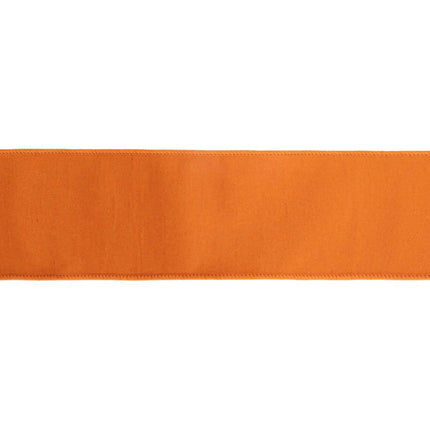 4" double-fused wired dupioni ribbon in orange hot pink tones, works well for wedding greenery