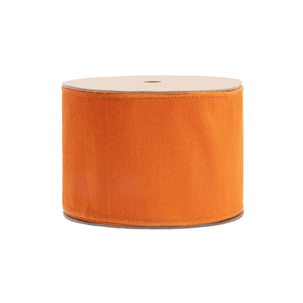 Two-tone orange and hot pink wire-edged dupioni ribbon, great for summer party decor, floral bouquets