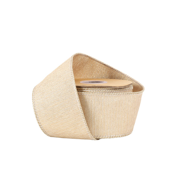 2 1/2" Metallic Dupioni Double Fused Ribbon - Natural | 10 Yard Roll LaRibbons and Crafts