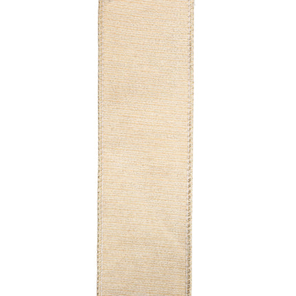 2 1/2" Metallic Dupioni Double Fused Ribbon - Natural | 10 Yard Roll LaRibbons and Crafts