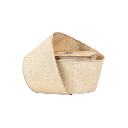 2 1/2" Metallic Dupioni Double Fused Ribbon - Natural | 10 Yard Roll LaRibbons and Crafts