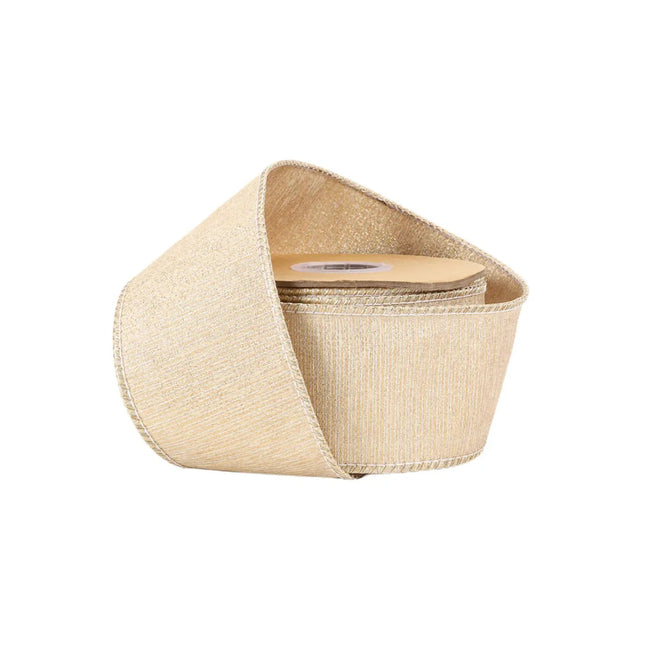 2 1/2" Metallic Dupioni Double Fused Ribbon - Natural | 10 Yard Roll LaRibbons and Crafts