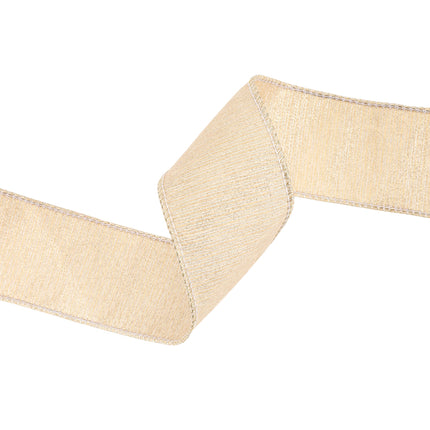 2 1/2" Metallic Dupioni Double Fused Ribbon - Natural | 10 Yard Roll LaRibbons and Crafts