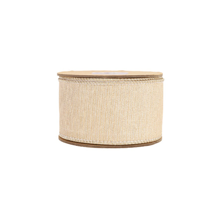 2 1/2" Metallic Dupioni Double Fused Ribbon - Natural | 10 Yard Roll LaRibbons and Crafts