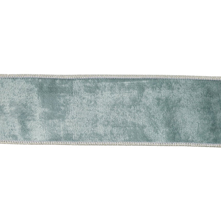 2 1/2" Wired Premium Velvet | Aqua with Silver Metallic Dupioni Back | 5 Yard Roll LaRibbons and Crafts