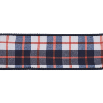 2 1/2" Wired Dupioni Ribbon | Red/White/Blue Plaid | 10 Yard Roll LaRibbons and Crafts
