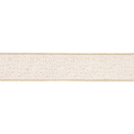 2 1/2" Wired Jacquard Ribbon | Ivory/Gold w/ Gold Dupioni-fused Backing | 10 Yard Roll LaRibbons and Crafts
