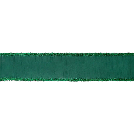 Timeless 2 1/2" Wired Dupioni (Dark Green w/ Dark Green Tinsel Edging): adds a regal touch to seasonal crafts