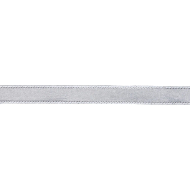 1" Wired Dupioni Ribbon | Silver w/ Metallic Fused Backing | 10 Yard Roll