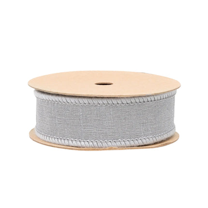1" Wired Dupioni Ribbon | Silver w/ Metallic Fused Backing | 10 Yard Roll