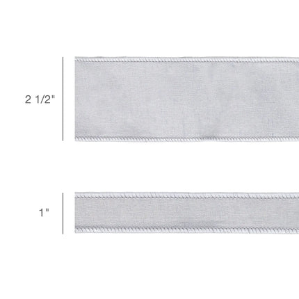 2 1/2" Wired Dupioni Ribbon | Silver w/ Metallic Fused Backing | 10 Yard Roll