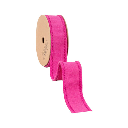 Plain hot pink wired dupioni ribbon metallic fused reverse soft textured ribbon for  party decoration projects