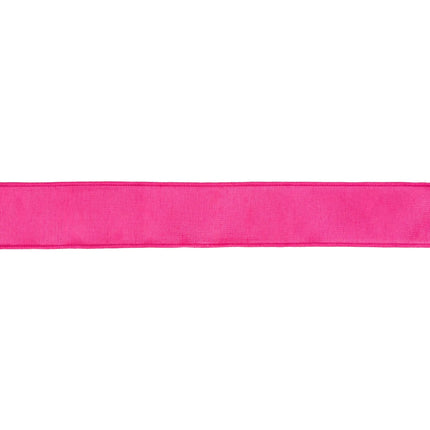Wide hot pink wired edge dupioni ribbon metallic lining ideal for bridal bouquet wrapping