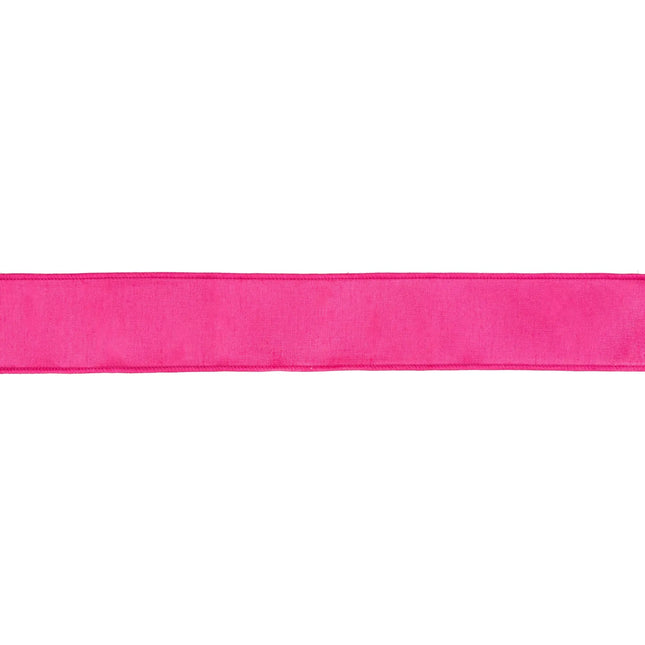 Wide hot pink wired edge dupioni ribbon metallic lining ideal for bridal bouquet wrapping