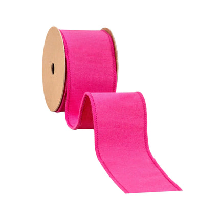 Matte hot pink wired dupioni ribbon metallic fused reverse thick textured fabric