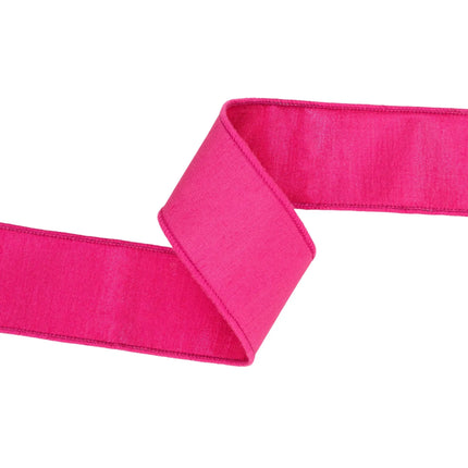 Vibrant fuchsia wired craft ribbon metallic backing perfect for DIY ornaments, floral arrangements