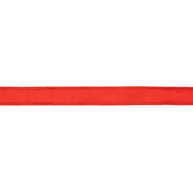 Slim red wired edge dupioni ribbon metallic lining ideal for Christmas ornament making