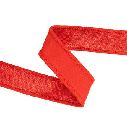 Simple solid red wired craft ribbon metallic backing perfect for gift baskets, bouquets 