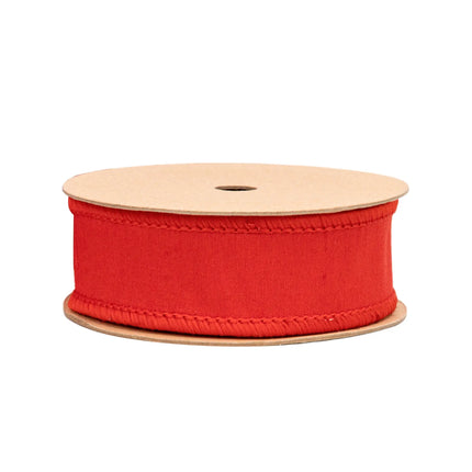  Wired Dupioni Ribbon uniform red tone with metallic fused backing all-purpose decorative wired ribbon