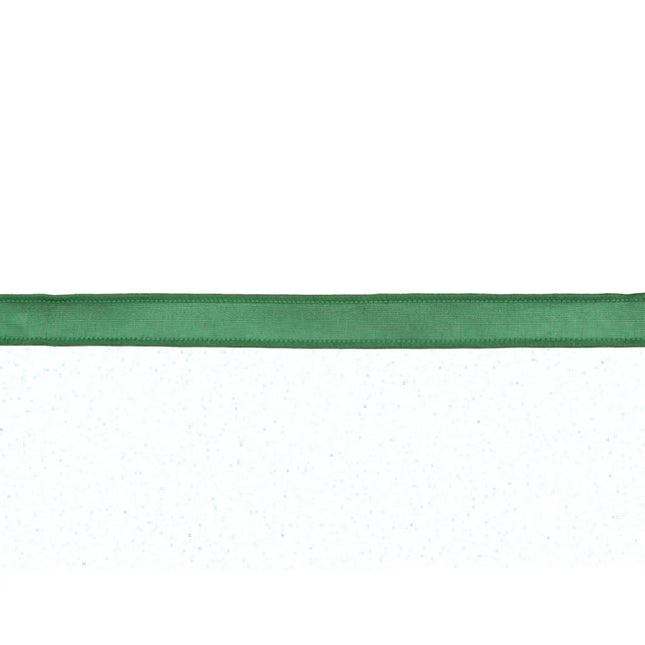 1" Wired Dupioni Ribbon | Christmas Green w/ Metallic Fused Backing | 10 Yard Roll