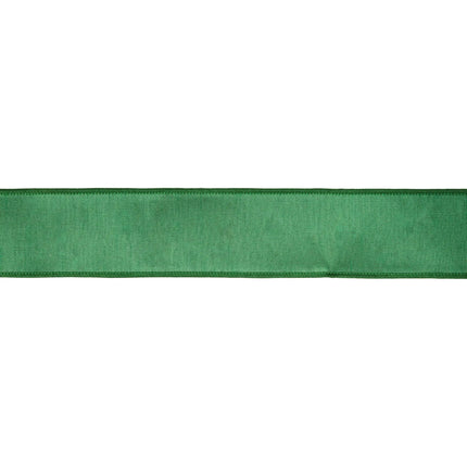 2 1/2" Wired Dupioni Ribbon | Christmas Green w/ Metallic Fused Backing | 10 Yard Roll