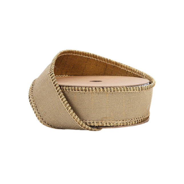 1" wired gold dupion ribbon with metallic-fused backing, premium textured trim 