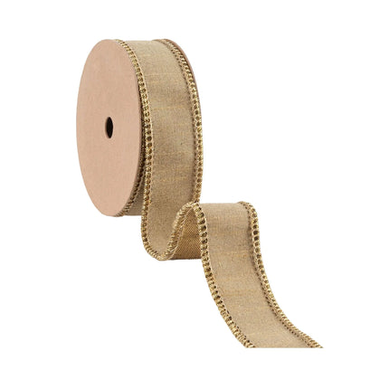 1" Wired Ribbon | Gold Dupion w/ Metallic-Fused Backing | 10 Yard Roll LaRibbons and Crafts