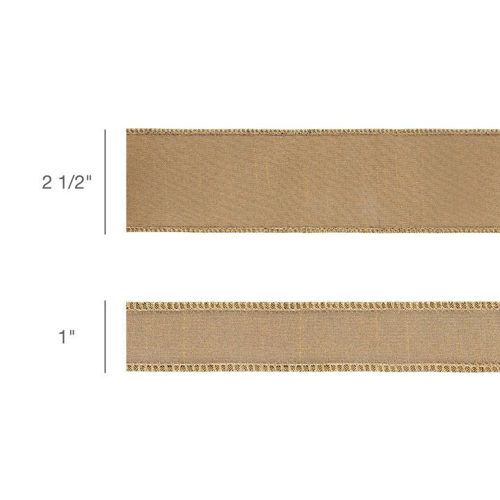 1" Wired Ribbon | Gold Dupion w/ Metallic-Fused Backing | 10 Yard Roll