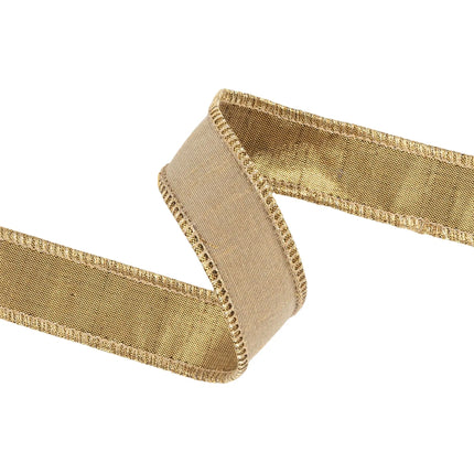 1" Wired Ribbon | Gold Dupion w/ Metallic-Fused Backing | 10 Yard Roll LaRibbons and Crafts