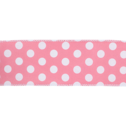 2 1/2" Wired Ribbon | Pink w/ White Polka Dot | 10 Yard Roll LaRibbons and Crafts