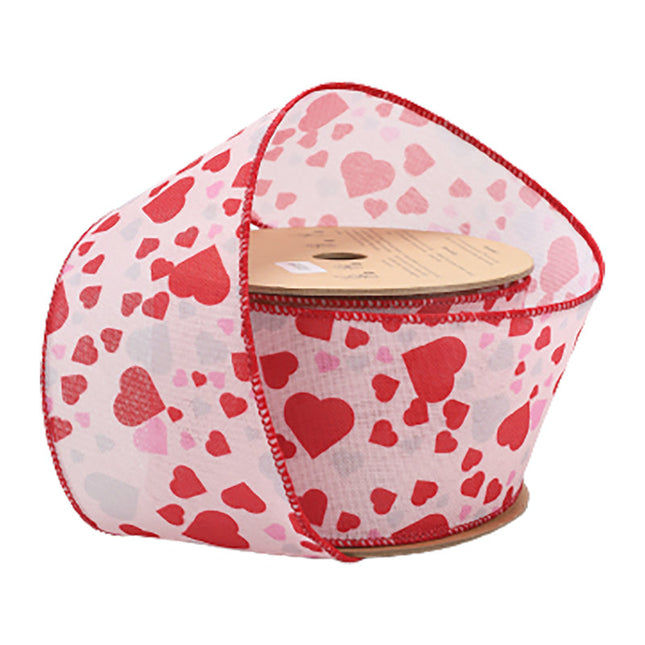2 1/2" Wired Ribbon | Pink w/ Red/Pink/Allover Hearts LaRibbons and Crafts