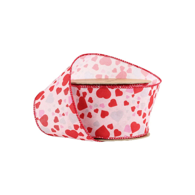 2 1/2" Wired Ribbon | Pink w/ Red/Pink/Allover Hearts LaRibbons and Crafts