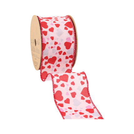 2 1/2" Wired Ribbon | Pink w/ Red/Pink/Allover Hearts LaRibbons and Crafts