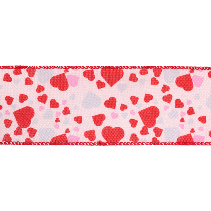 2 1/2" Wired Ribbon | Pink w/ Red/Pink/Allover Hearts