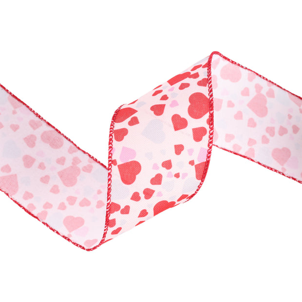 2 1/2" Wired Ribbon | Pink w/ Red/Pink/Allover Hearts