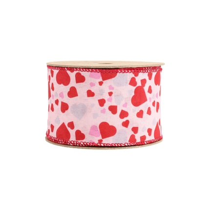 2 1/2" Wired Ribbon | Pink w/ Red/Pink/Allover Hearts LaRibbons and Crafts