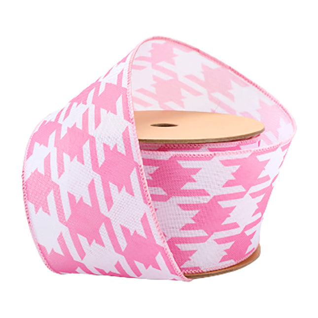2 1/2" Wired Ribbon | Pink/White Herringbone | 10 Yard Roll LaRibbons and Crafts