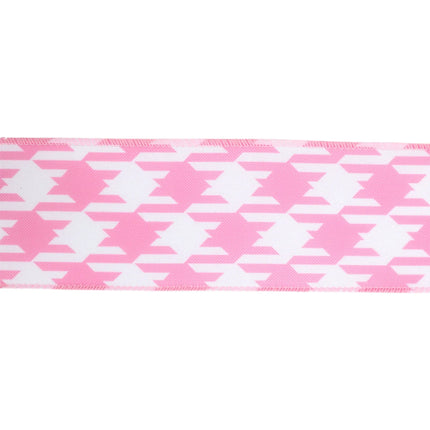 2 1/2" Wired Ribbon | Pink/White Herringbone | 10 Yard Roll LaRibbons and Crafts